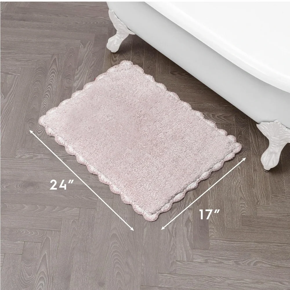 LAURA ASHLEY NWT 100% cotton ruffle border bath rug -blush pink -17x24